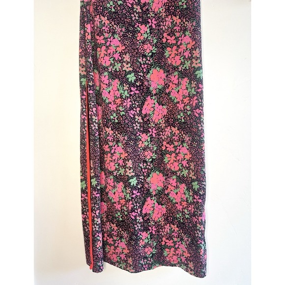 Free People Clementine Floral Midi Dress M Pink Green Slit Sweetheart 90s Boho - Picture 11 of 16